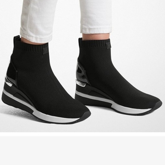 Michael Kors Skyler sock booties black wedges booties - Picture 3 of 10